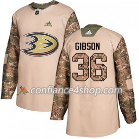Adidas Maillot de Hockey Anaheim Ducks John Gibson 36 2017-2018 Camo Veterans Day Practice Authentic - Homme